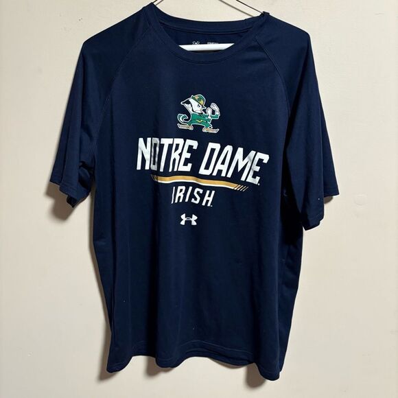 Under Armour Notre Dame Fighting Irish Blue Short Sleeve Shirt- Size Medium - Picture 1 of 4